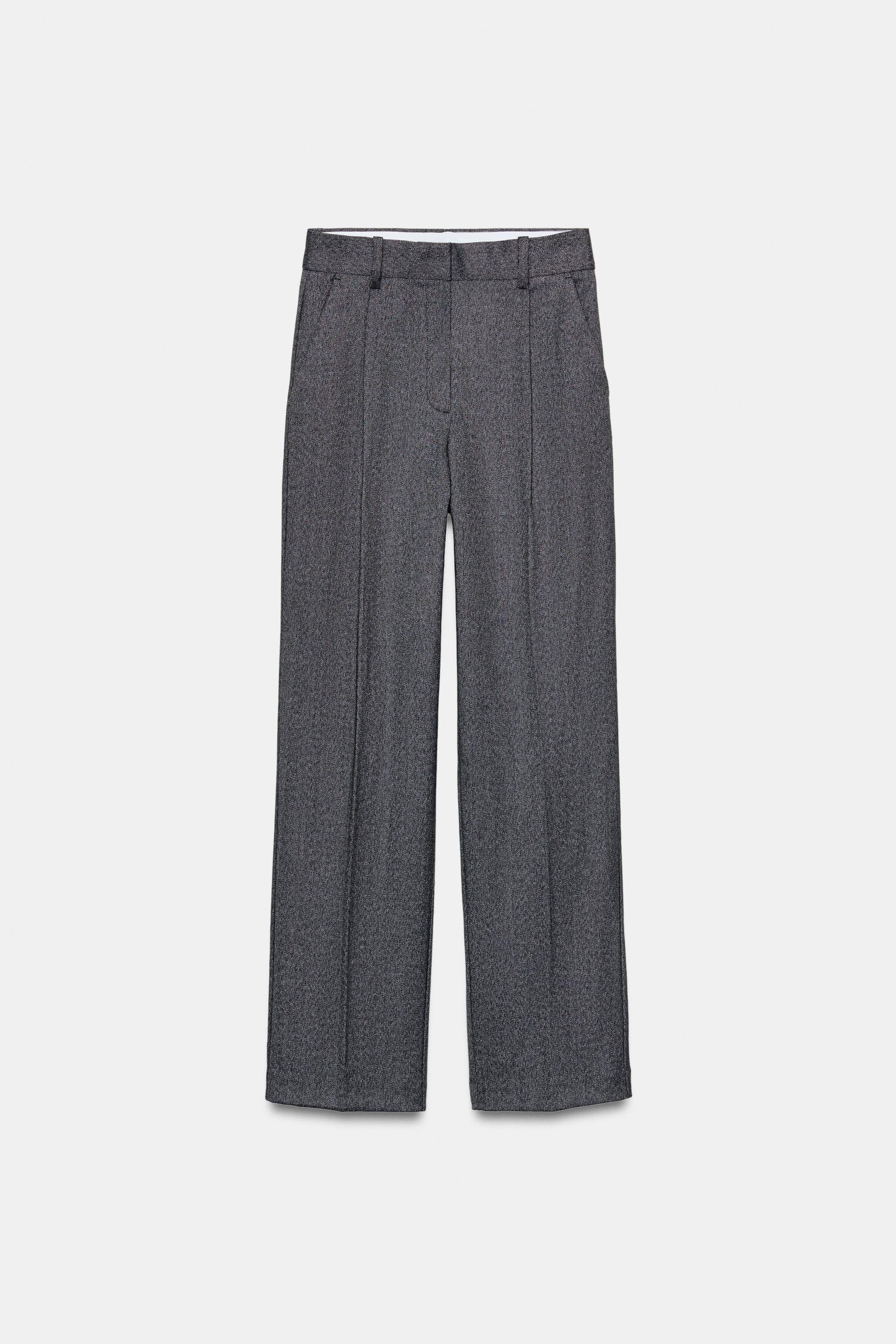 HERRINGBONE STRAIGHT LEG PANTS